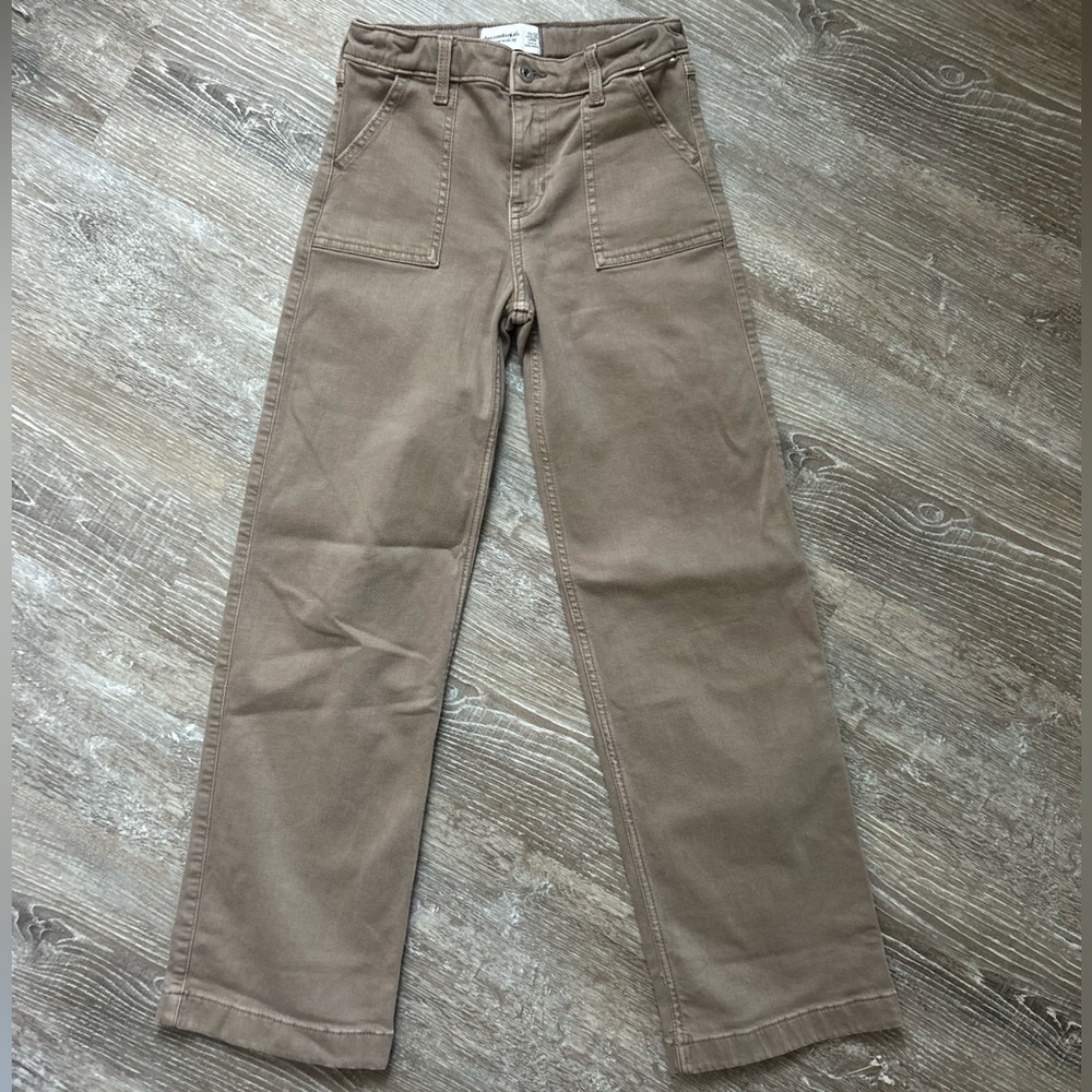 Abercrombie Kids Tan High Rise Wide Leg Pants
